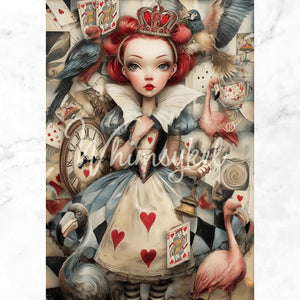 Queen of Hearts Furniture Decoupage - Whimsykel Designs Tissue Paper - Alice in Wonderland