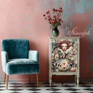 Queen of Hearts Furniture Decoupage - Whimsykel Designs Tissue Paper - Alice in Wonderland