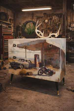 The Stop Furniture Decoupage Paper - MINT by Michelle Large A1 Sheet - Vintage Car