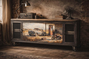 The Stop Furniture Decoupage Paper - MINT by Michelle Large A1 Sheet - Vintage Car