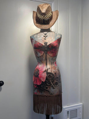 Industrial Bloom Furniture Decoupage - Whimsykel Designs Tissue Paper - Steampunk Dragonfly & Flowers