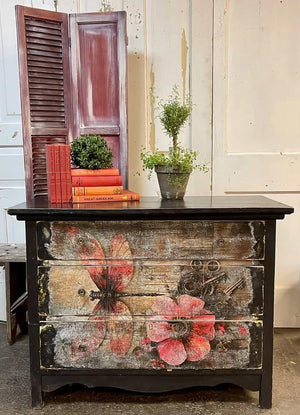 Industrial Bloom Furniture Decoupage - Whimsykel Designs Tissue Paper - Steampunk Dragonfly & Flowers