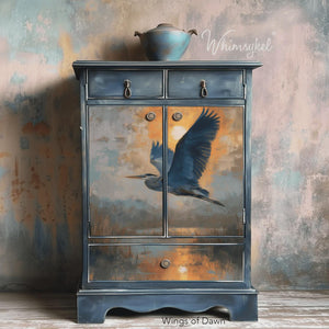 Wings of Dawn Decoupage Paper, Whimsykel Designs Tissue Paper - Heron Flying