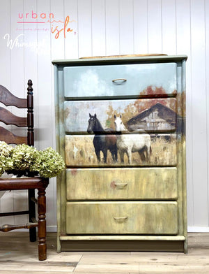Barnyard Companions Furniture Decoupage - Whimsykel Designs Tissue Paper - Farmhouse Horses