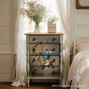 Cerulean Soliloquy Furniture Decoupage Paper - Redesign with Prima Fiber Tissue Sheet