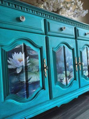 Blue Waterlilies Furniture Decoupage, Whimsykel Designs Tissue Paper