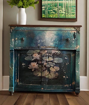 Blue Waterlilies Furniture Decoupage, Whimsykel Designs Tissue Paper