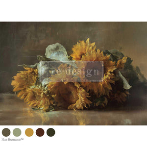 Sunken Gold Decoupage Paper - Redesign with Prima A1 Fiber Sheet - Sunflower Decoupage