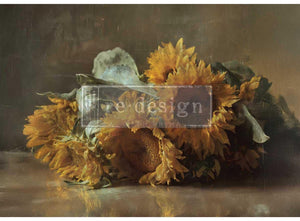 Sunken Gold Decoupage Paper - Redesign with Prima A1 Fiber Sheet - Sunflower Decoupage