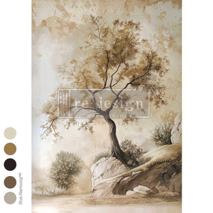 Rooted in Stone Decoupage Paper - Redesign with Prima Floral A1 Fiber Sheet