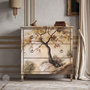 Rooted in Stone Decoupage Paper - Redesign with Prima Floral A1 Fiber Sheet