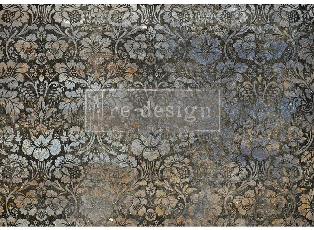 Oxidized Garden Decoupage Paper - Redesign with Prima Floral A1 Fiber Sheet