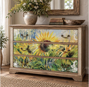 Sunflower Sunshine Decoupage Paper - Redesign with Prima Floral A1 Fiber Sheet