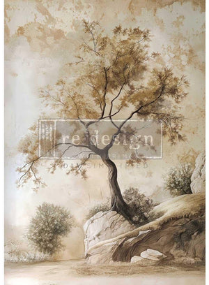 Rooted in Stone Decoupage Paper - Redesign with Prima Floral A1 Fiber Sheet