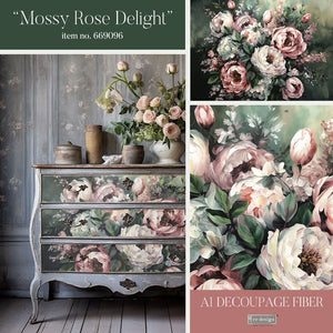Mossy Rose Delight - A1 Decoupage Paper - Fiber Paper