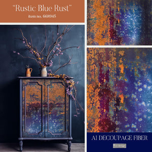 Rustic Blue Rust - A1 Decoupage Paper - Fiber Paper