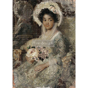 Beautiful Portrait A1 Decoupage Fiber Paper | Vintage Art