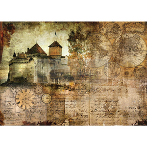 Hilltop Castle - A1 Decoupage Paper by redesign with Prima