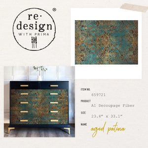 Aged Patina - A1 Decoupage Paper Fiber - Redesign with Prima