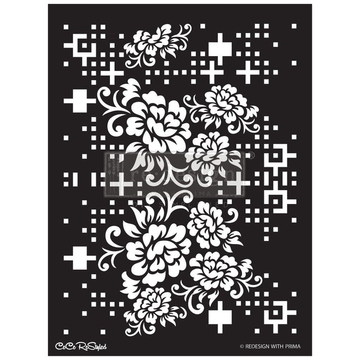 Floral Matrix - CeCe Decor Stencil - Redesign with Prima